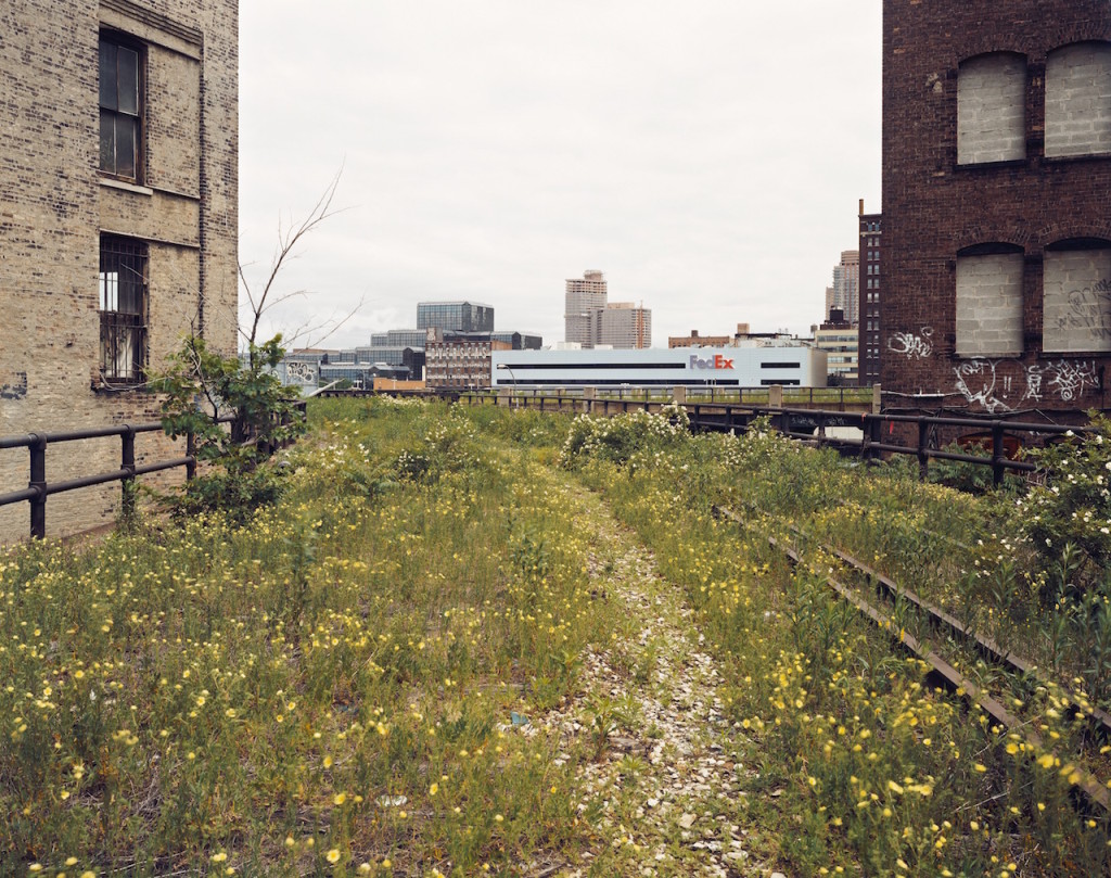 Looking Northwest from 29th Street, June 2000, Negative: 2000; Print: 2009 © Joel Sternfeld; Courtesy of the artist and Luhring Augustine, New York. Before the Fedex facility was moved to Port Morris, it was located in Chelsea, behind where the Highline was being designed. Activists say the use of generous taxpayer subsidies to move polluting operations to the South Bronx is an example of environmental injustice. 